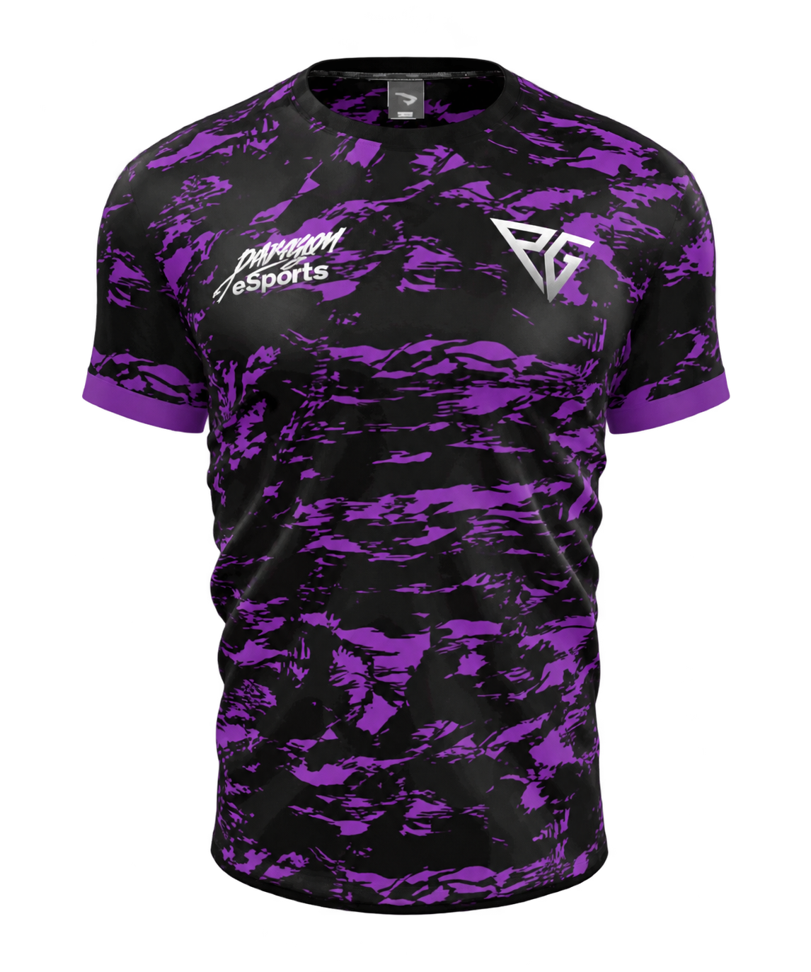 Paragon eSports purple and black jersey, front view